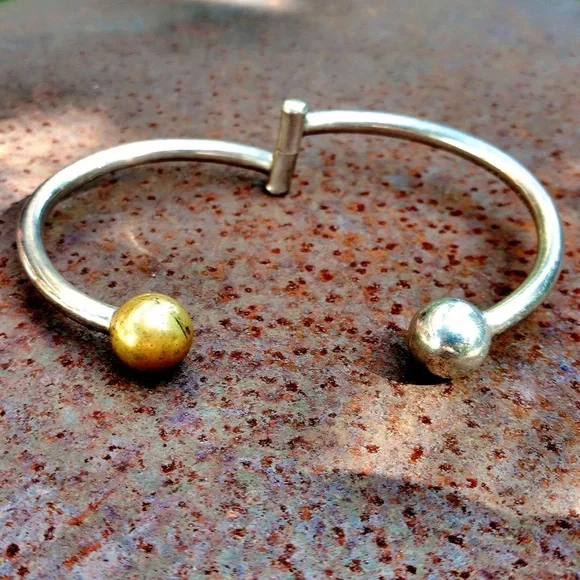 Vintage Designer Taxco Sterling Silver Mid-Century Modern Clamper Bracelet - Picture 5 of 8